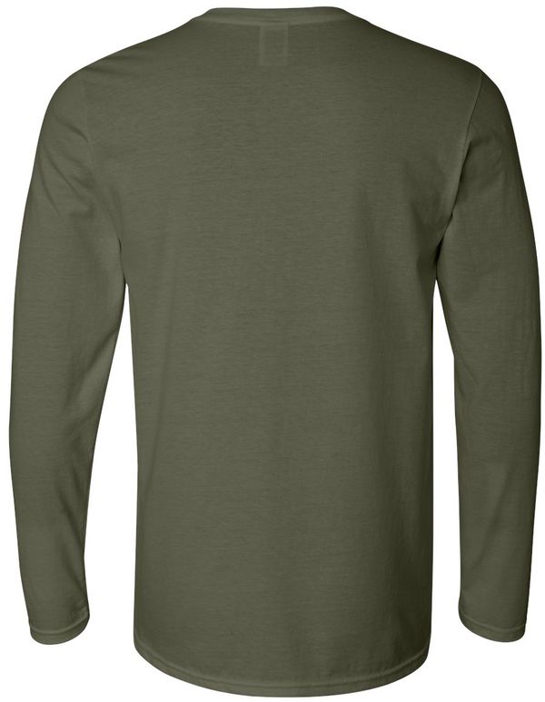 Am image of a Custom Gildan Softstyle Long Sleeve T Shirt in Military Green!