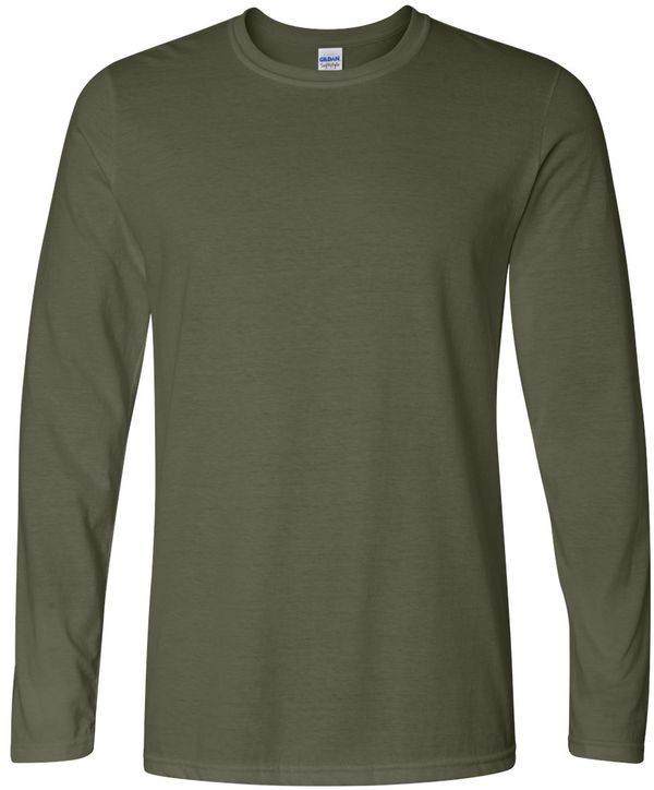 Am image of a Custom Gildan Softstyle Long Sleeve T Shirt in Military Green!