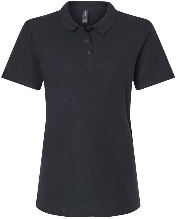 Am image of a Custom Gildan Softstyle Womens Pique Polo in Black!
