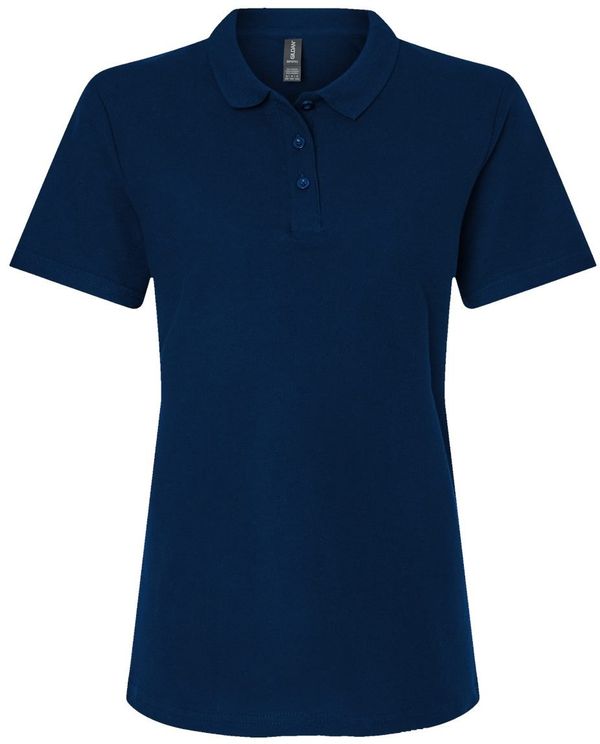 Am image of a Custom Gildan Softstyle Womens Pique Polo in Navy!