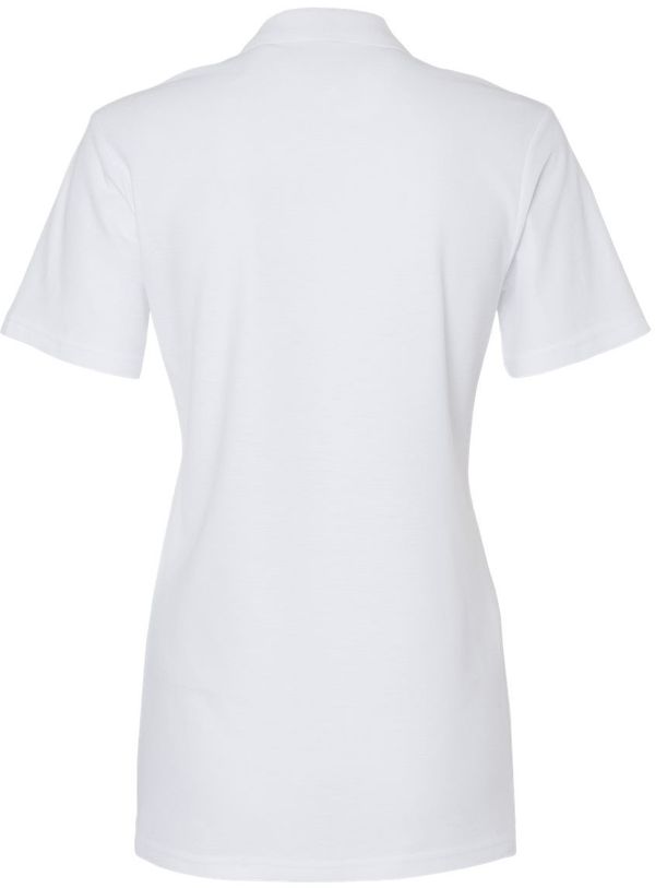 Am image of a Custom Gildan Softstyle Womens Pique Polo in White!