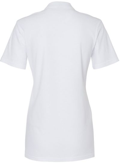 Am image of a Custom Gildan Softstyle Womens Pique Polo in White!