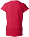 Am image of a Custom Gildan Softstyle Ladies V Neck T Shirt in Cherry Red!