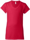 Am image of a Custom Gildan Softstyle Ladies V Neck T Shirt in Cherry Red!