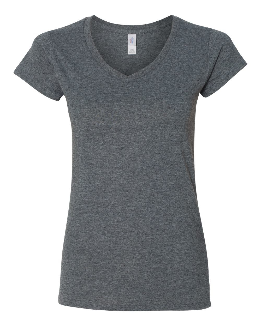 Gildan Softstyle Ladies V Neck T Shirt in Dark Heather