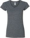 Am image of a Custom Gildan Softstyle Ladies V Neck T Shirt in Dark Heather!