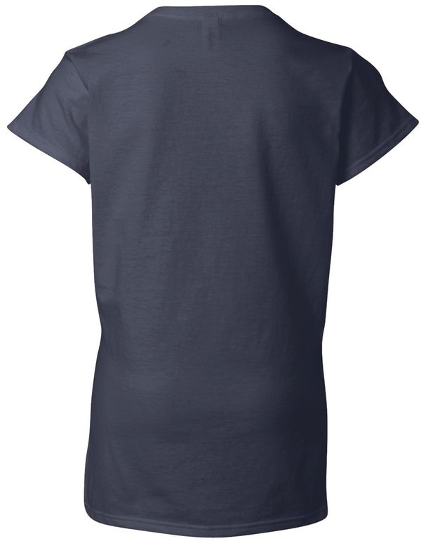 Am image of a Custom Gildan Softstyle Ladies V Neck T Shirt in Navy!