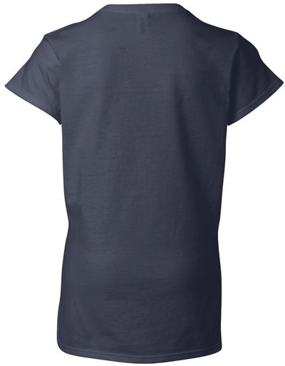 Am image of a Custom Gildan Softstyle Ladies V Neck T Shirt in Navy!