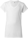 Am image of a Custom Gildan Softstyle Ladies V Neck T Shirt in White!