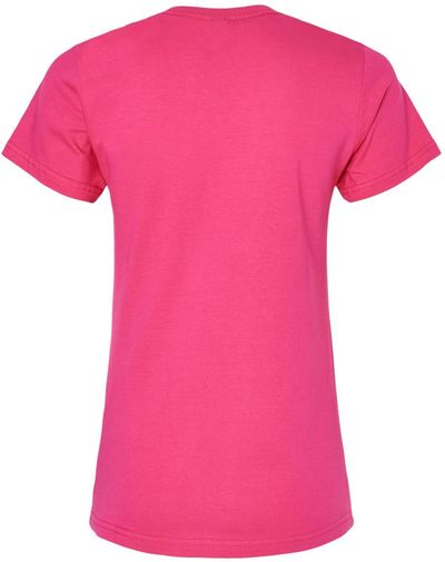 Am image of a Custom Gildan Softstyle Women's Midweight T Shirt in Heliconia!
