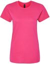 Am image of a Custom Gildan Softstyle Women's Midweight T Shirt in Heliconia!