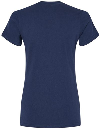Am image of a Custom Gildan Softstyle Women's Midweight T Shirt in Navy!
