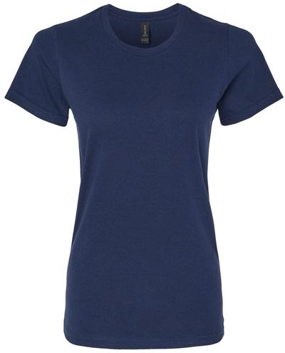 Am image of a Custom Gildan Softstyle Women's Midweight T Shirt in Navy!