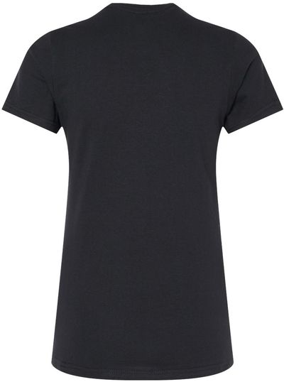 Am image of a Custom Gildan Softstyle Women's Midweight T Shirt in Pitch Black!
