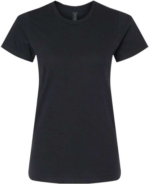 Am image of a Custom Gildan Softstyle Women's Midweight T Shirt in Pitch Black!