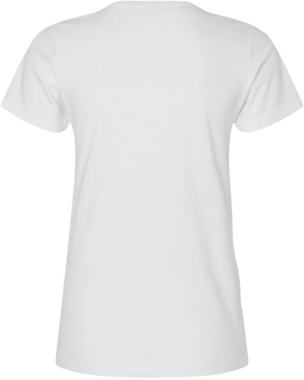 Am image of a Custom Gildan Softstyle Women's Midweight T Shirt in White!