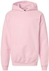 Am image of a Custom Gildan Softstyle Youth Midweight Hooded Sweatshirt in Light Pink!