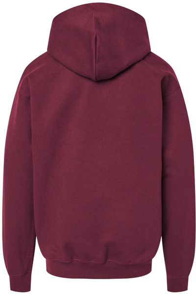 Am image of a Custom Gildan Softstyle Youth Midweight Hooded Sweatshirt in Maroon!