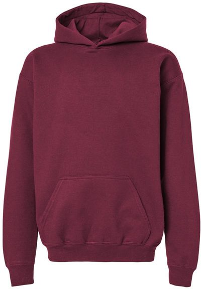 Am image of a Custom Gildan Softstyle Youth Midweight Hooded Sweatshirt in Maroon!