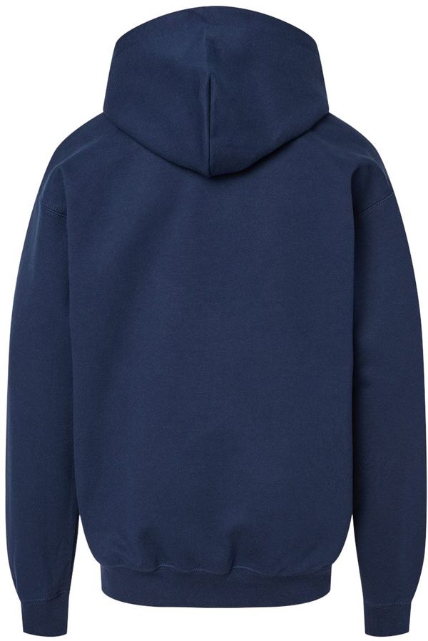 Am image of a Custom Gildan Softstyle Youth Midweight Hooded Sweatshirt in Navy!