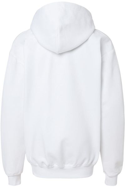 Am image of a Custom Gildan Softstyle Youth Midweight Hooded Sweatshirt in White!