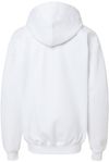 Am image of a Custom Gildan Softstyle Youth Midweight Hooded Sweatshirt in White!