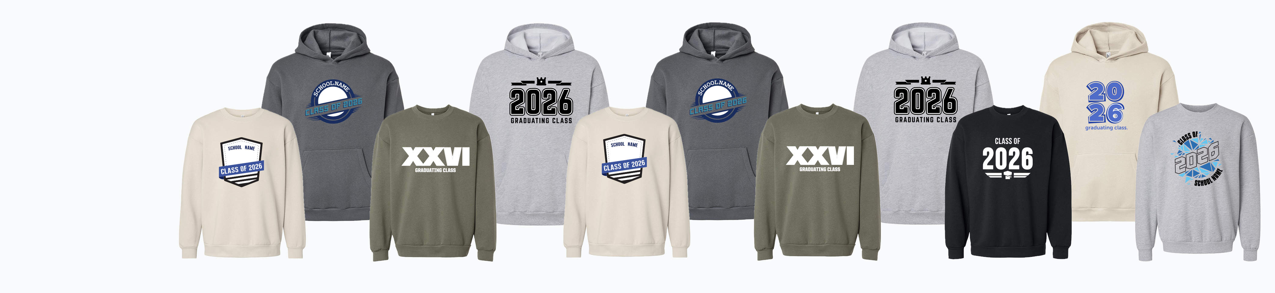 An image of Grad hoodies that you can customize and order!