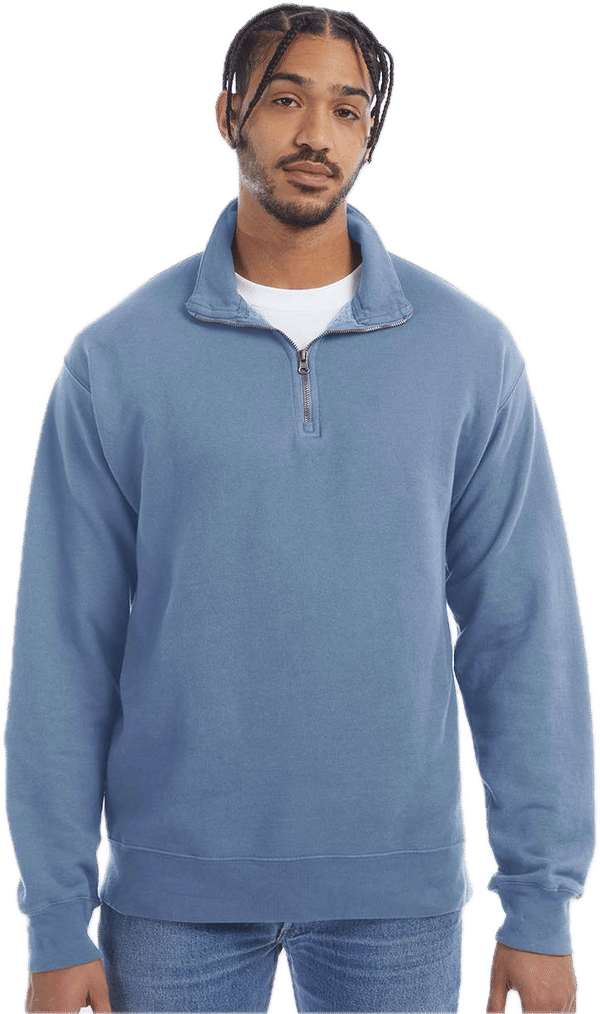 An image of a Custom Hanes ComfortWash Garment Dyed Quarter Zip Sweatshirt!