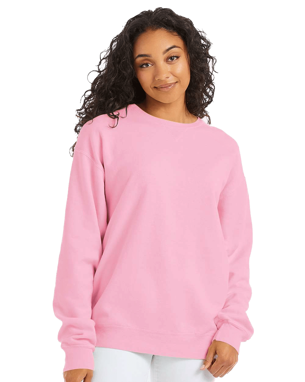 Hanes ComfortWash Garment Dyed Unisex Crewneck Sweatshirt in Cotton Candy