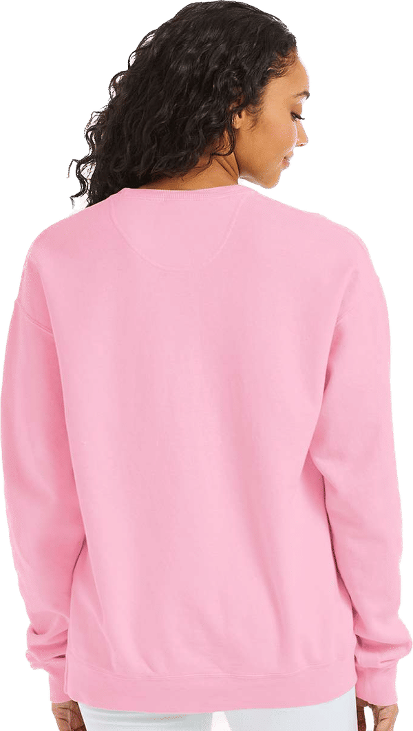 Am image of a Custom Hanes ComfortWash Garment Dyed Unisex Crewneck Sweatshirt in Cotton Candy!