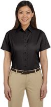 An image of a Custom Harriton Ladies' Easy Blend Short Sleeve Twill Shirt with Stain Release!