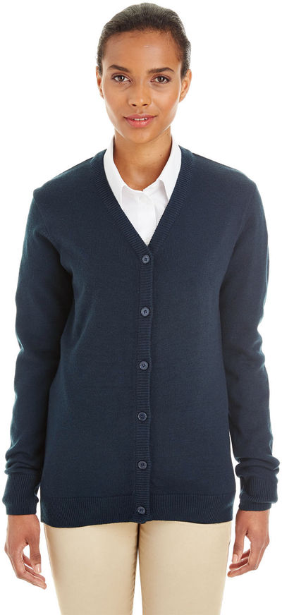 An image of a Custom Harriton Ladies' Pilbloc™ V Neck Button Cardigan Sweater!