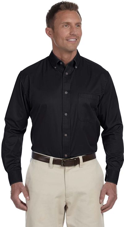 An image of a Custom Harriton Men's Easy Blend Long Sleeve Twill Shirt with Stain Release!