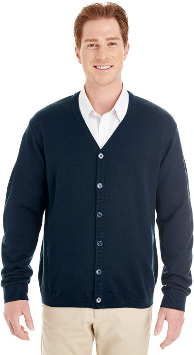 An image of a Custom Harriton Men's Pilbloc™ V Neck Button Cardigan Sweater!