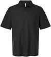 Am image of a Custom Harriton Mens Maverick CVC Pique Polo in Black!