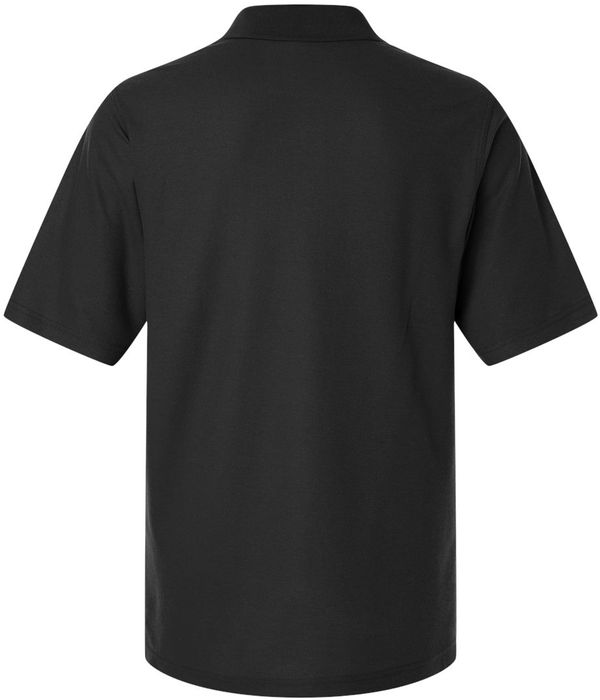 Am image of a Custom Harriton Mens Maverick CVC Pique Polo in Black!