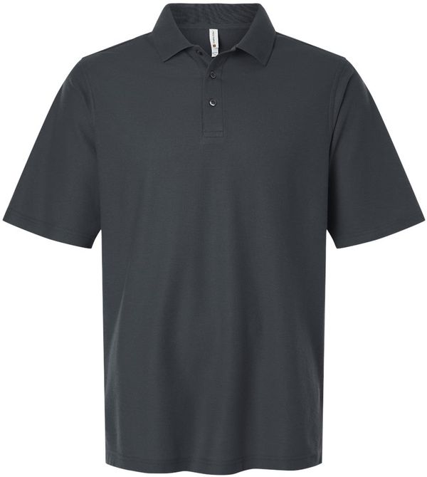 Am image of a Custom Harriton Mens Maverick CVC Pique Polo in Dark Charcoal!