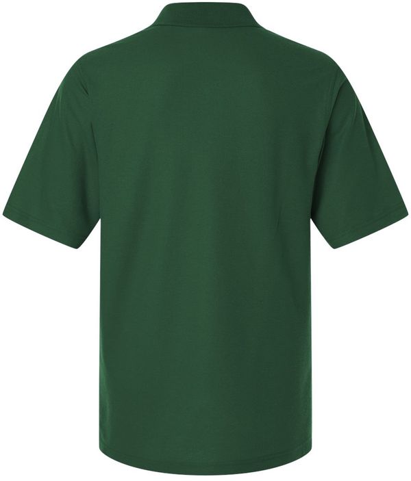 Am image of a Custom Harriton Mens Maverick CVC Pique Polo in Dark Green!