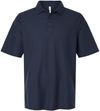 Am image of a Custom Harriton Mens Maverick CVC Pique Polo in Dark Navy!