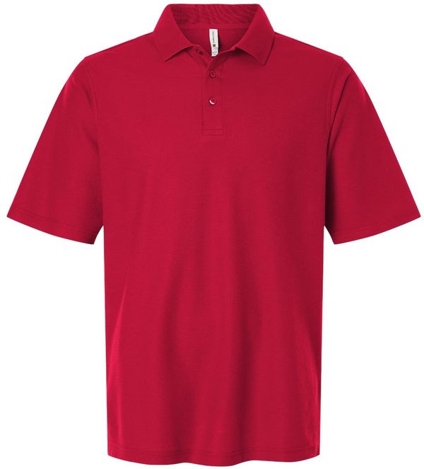 Am image of a Custom Harriton Mens Maverick CVC Pique Polo in Red!