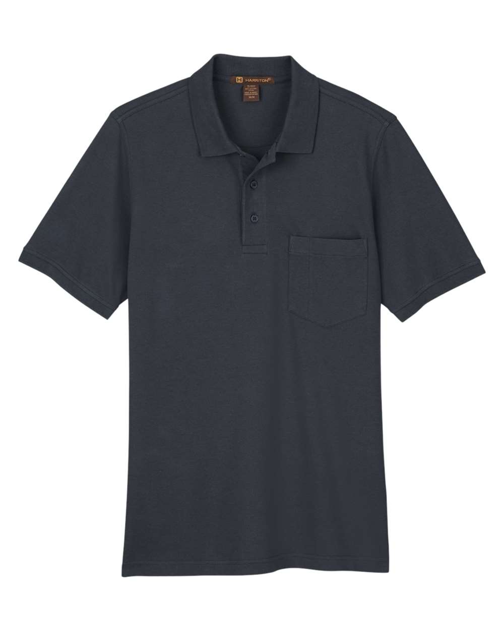 Harriton Mens Valiant Cotton Snag Protect Pocket Polo in Dark Charcoal