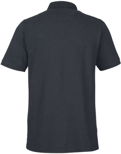 Am image of a Custom Harriton Mens Valiant Cotton Snag Protect Pocket Polo in Dark Charcoal!