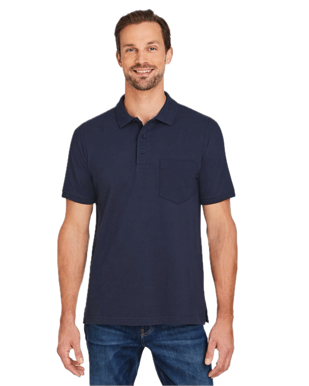 Harriton Mens Valiant Cotton Snag Protect Pocket Polo