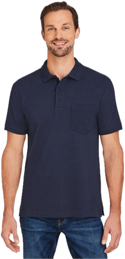 An image of a Custom Harriton Mens Valiant Cotton Snag Protect Pocket Polo!
