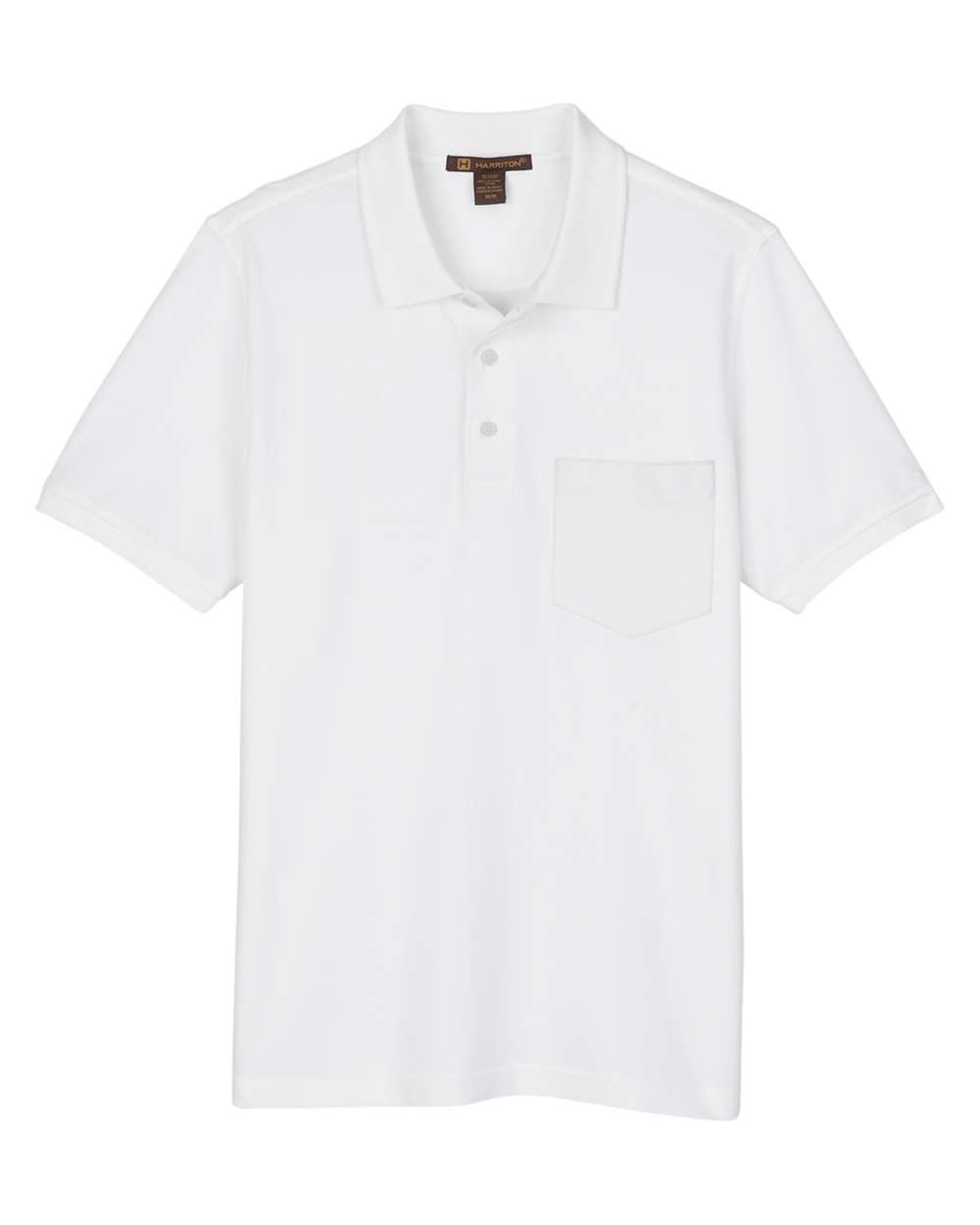 Harriton Mens Valiant Cotton Snag Protect Pocket Polo in White