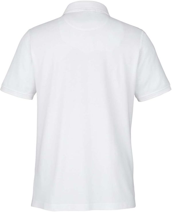 Am image of a Custom Harriton Mens Valiant Cotton Snag Protect Pocket Polo in White!