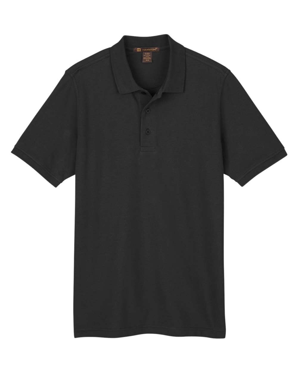 Harriton Mens Valiant Cotton Snag Protect Polo in Black
