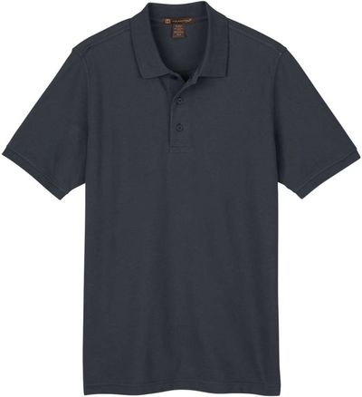 Am image of a Custom Harriton Mens Valiant Cotton Snag Protect Polo in Dark Charcoal!