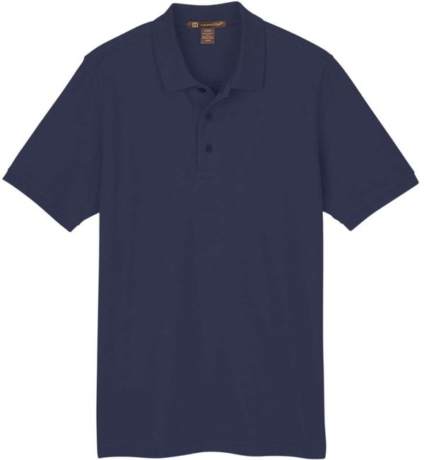 Am image of a Custom Harriton Mens Valiant Cotton Snag Protect Polo in Dark Navy!