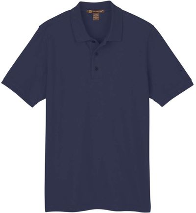 Am image of a Custom Harriton Mens Valiant Cotton Snag Protect Polo in Dark Navy!